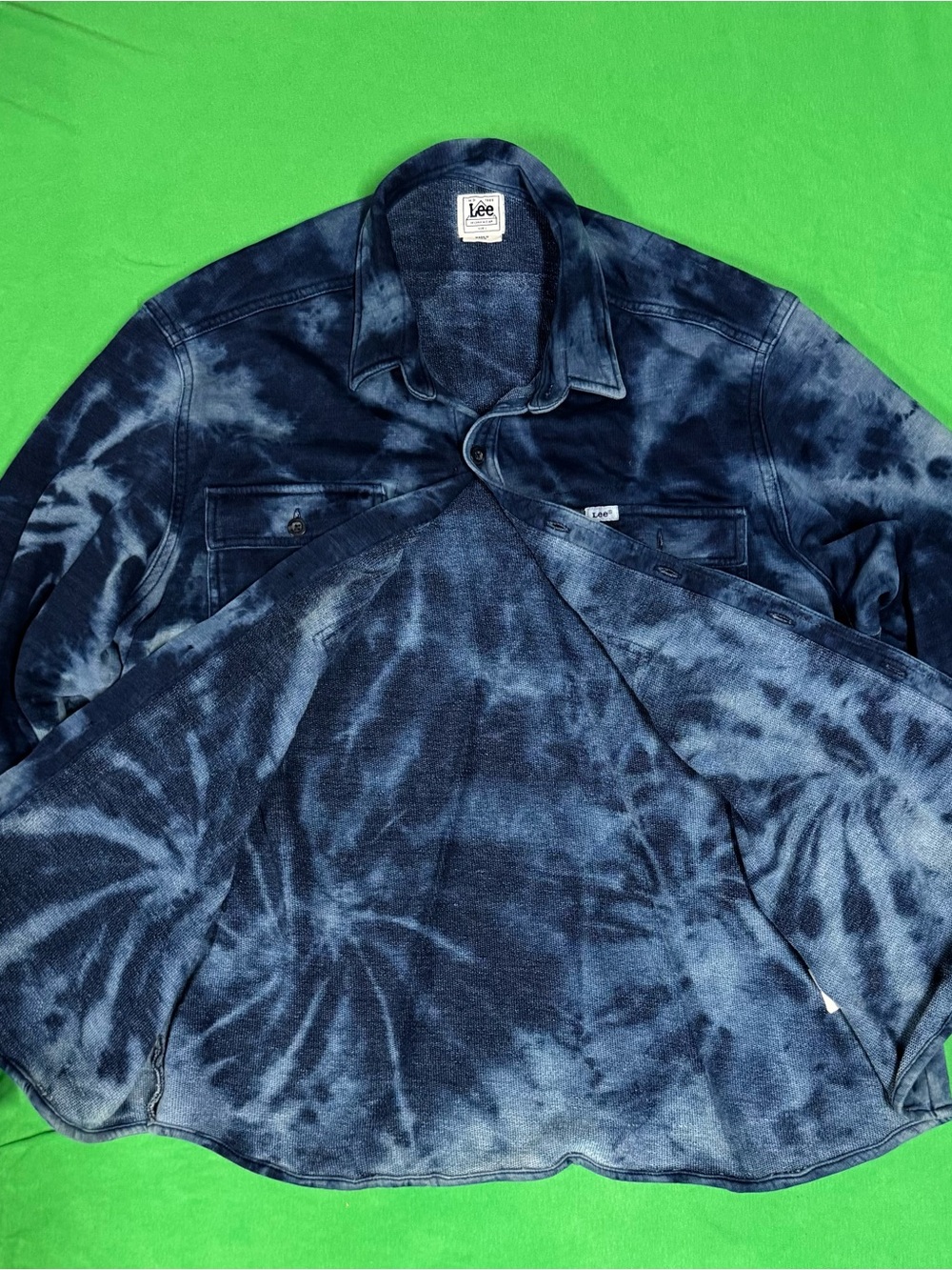 Lee Men's Dark Blue Tie-Dye Denim Shirt Jacket
